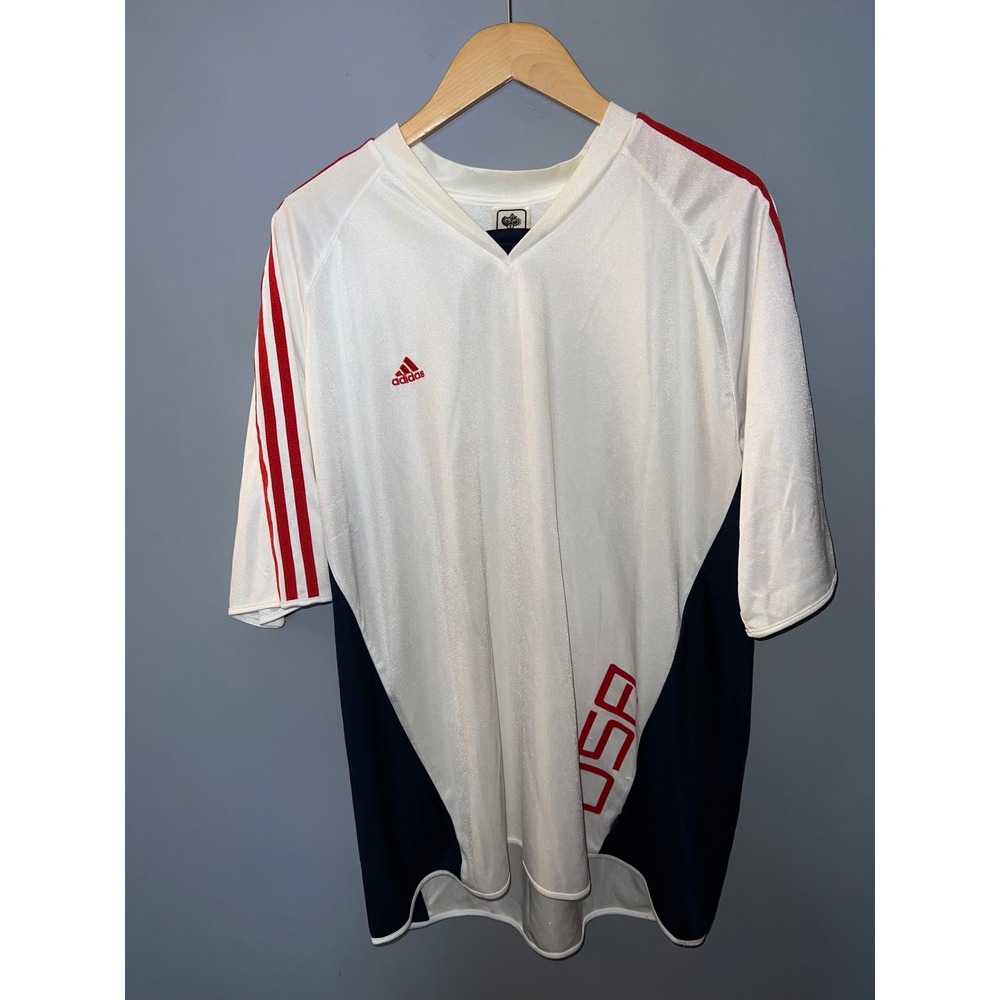 Adidas USA Soccer Jersey FIFA World Cup Germany 2006 White Navy Red Mens XXL